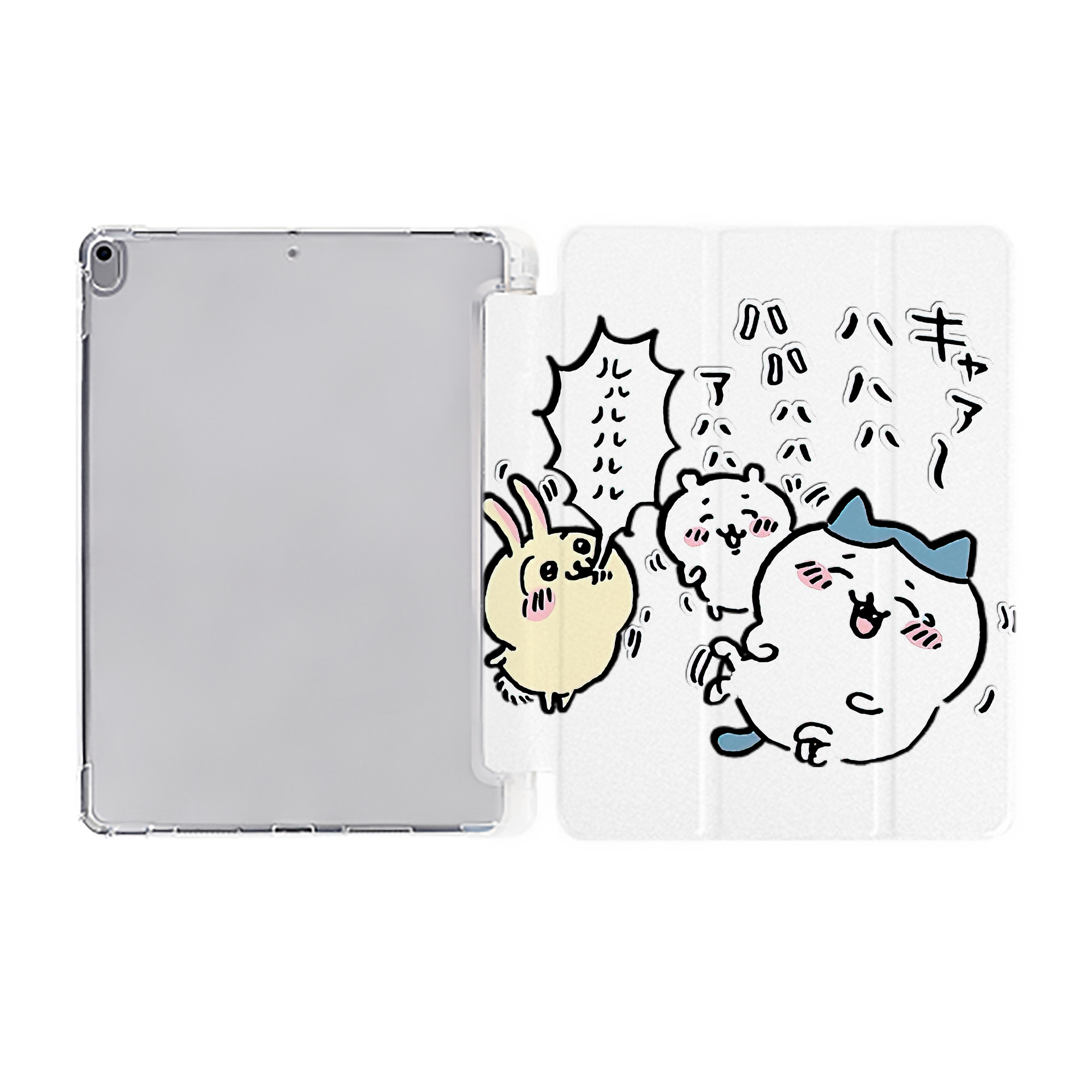 （画像用） ちいかわ うさぎ Chii-kawa usagi IPad ケース ペン収納付き 三つ折りスタンド PUレザー×シリコン 対応機種9.5/10.5/10.9インチ